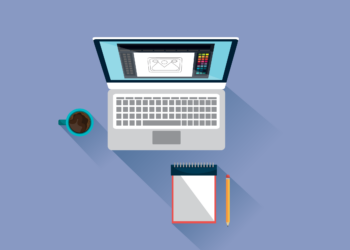 Laptop with graphic designing app