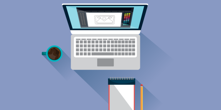 Laptop with graphic designing app